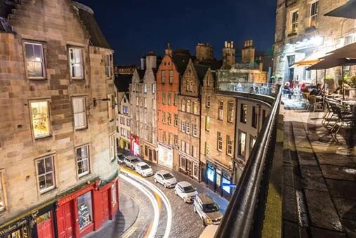 Light trails up the West Bow - Spectacular Edinburgh Photography