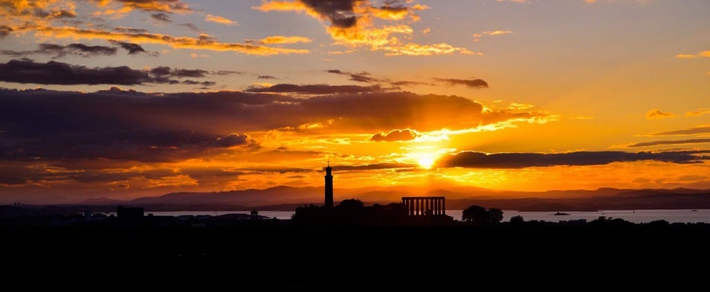 Sunset behind Calton Hill (Wide Angle) - Spectacular Edinburgh Photography