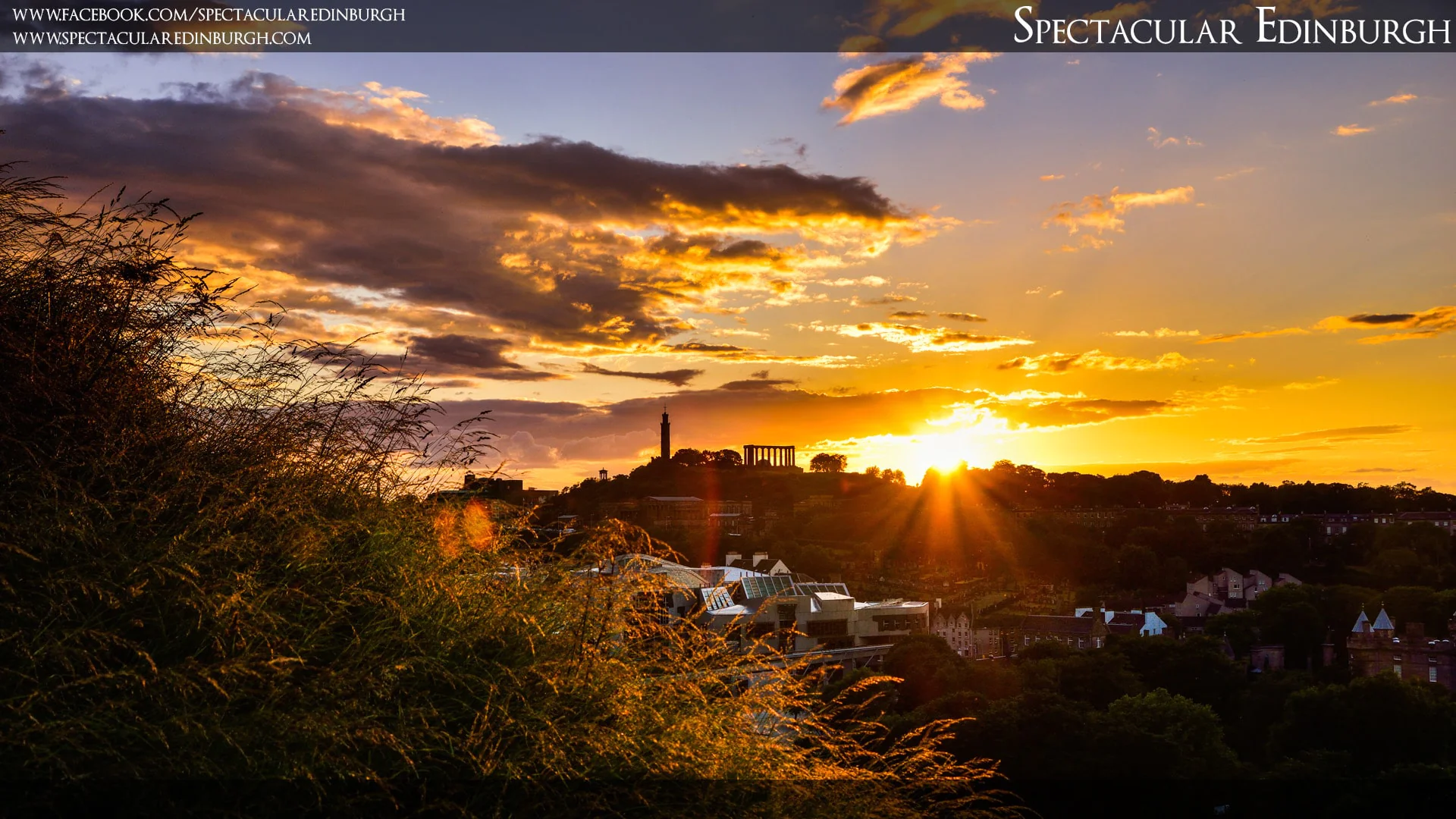 Wallpaper 2 - Summer Sunset behind Calton Hill - Spectacular Edinburgh Photography