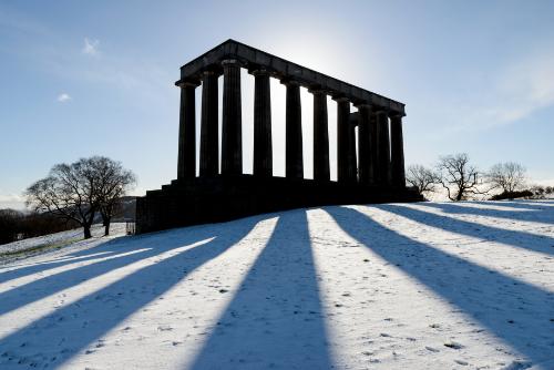 National Monument of Scotland in the snow